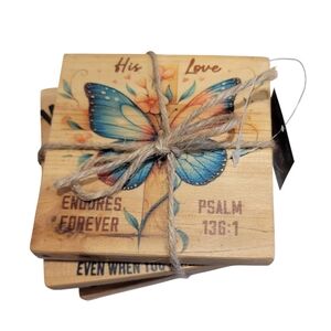 Handcrafted Inspirational Wood Coaster Set (4)